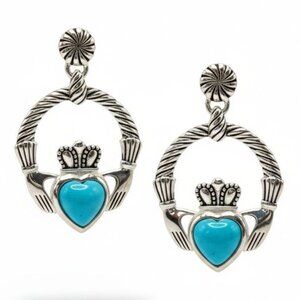 JMH Jewellery Sleeping Beauty Turquoise Sterling Silver Earrings, Size 1-1/4"